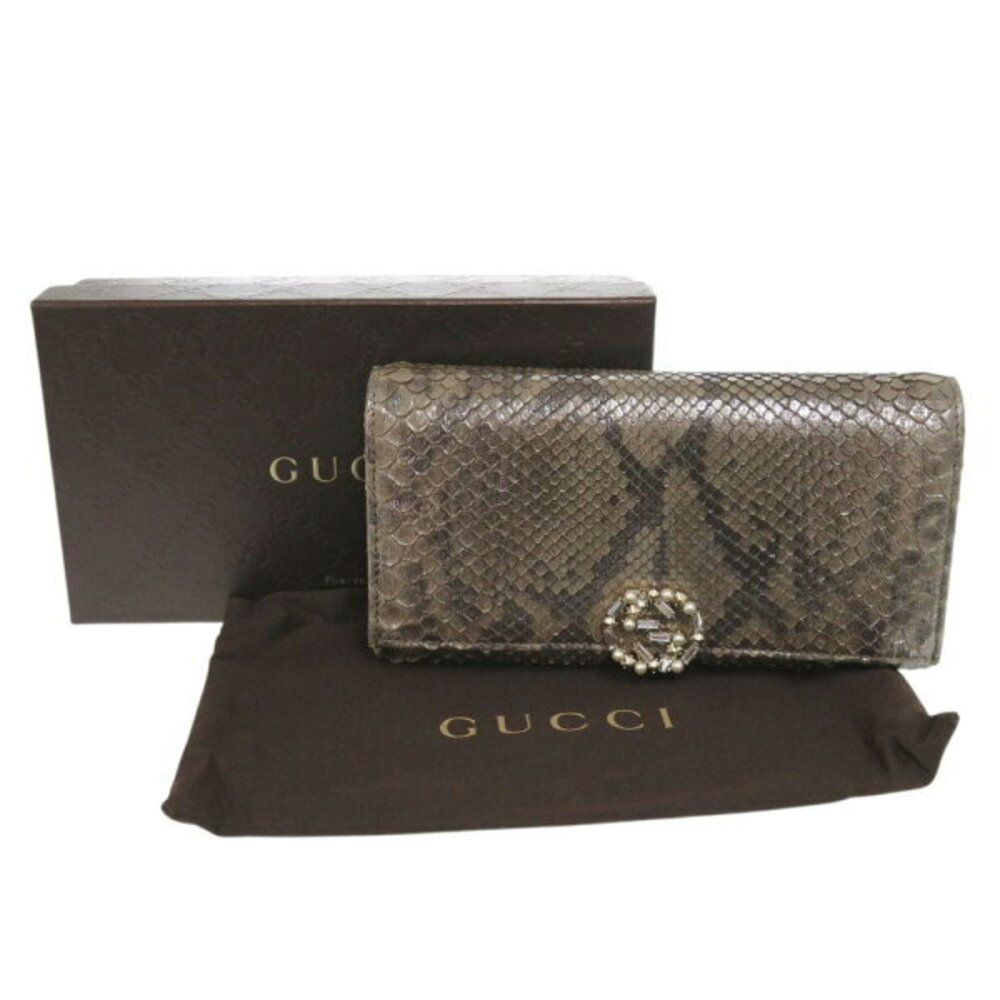 Gucci Continental Wallet Python GG Sparkling Brow… - image 2